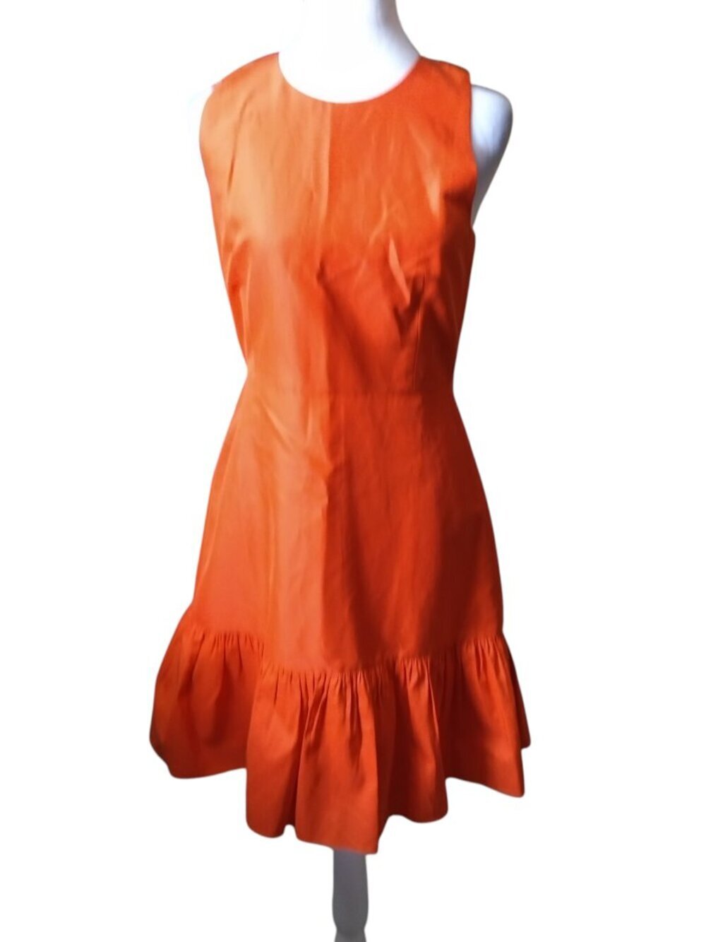 J. Crew Silk Blend Orange Dress Size 4 Peplum Ruffle Hem Sleeveless Preppy